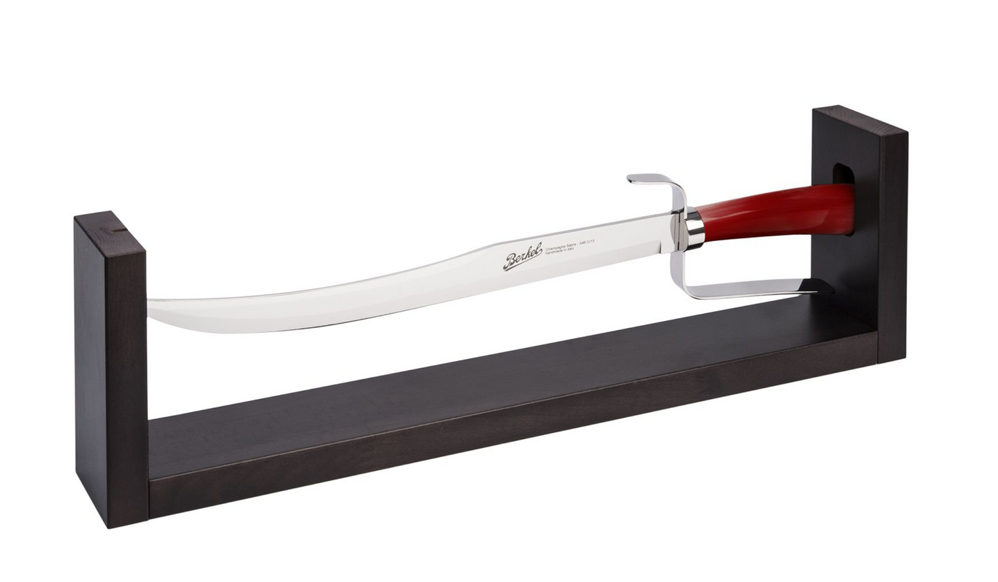 Sabrage Black Buffalo Horn - Sabre a Champagne with wood support