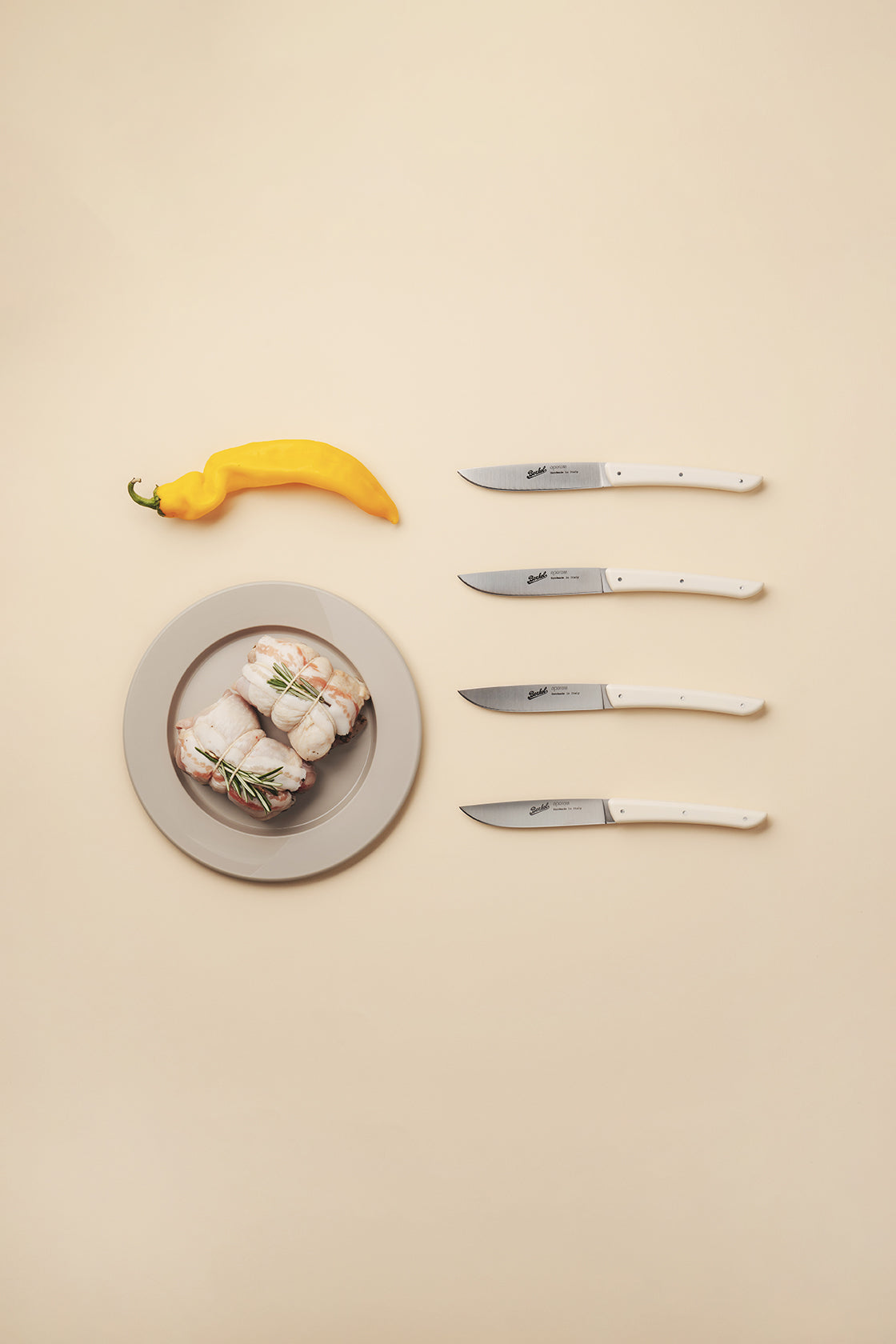 4ER-SET STEAKMESSER COLOR GRAU