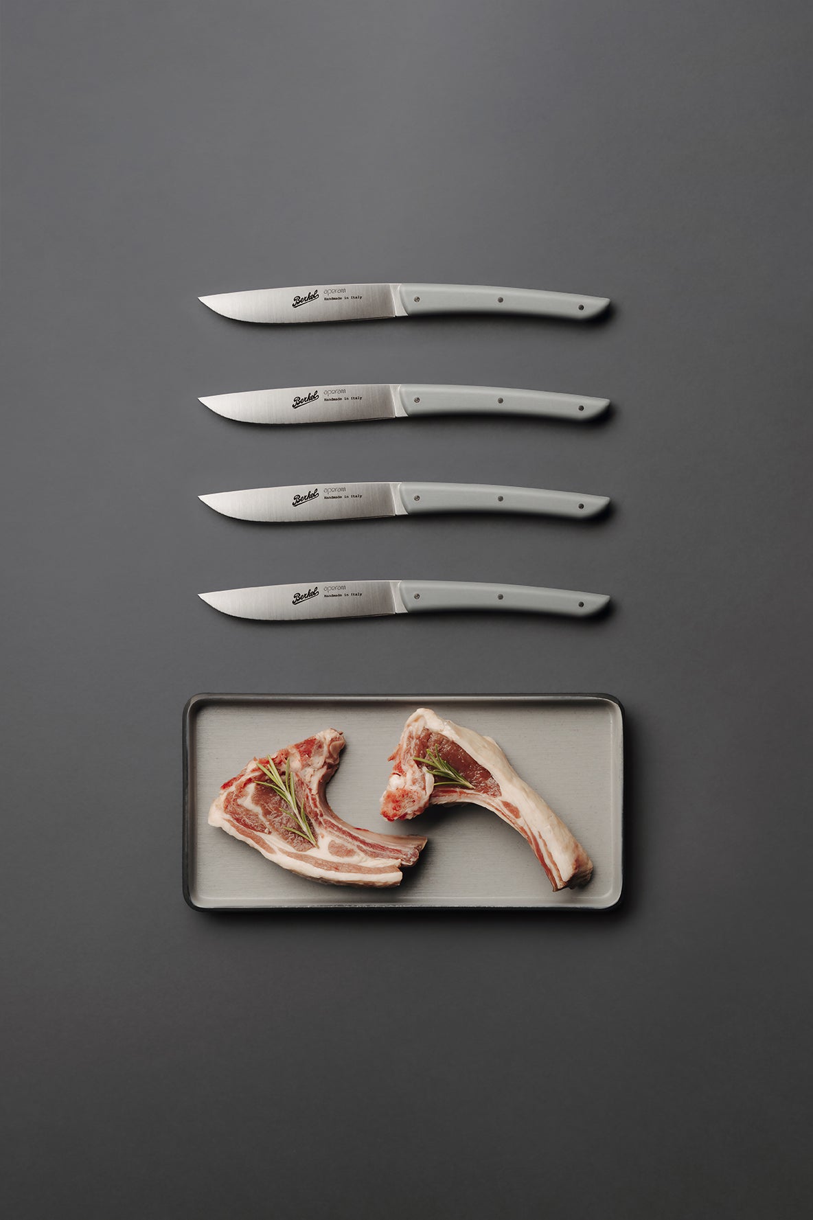 4ER-SET STEAKMESSER COLOR GRAU