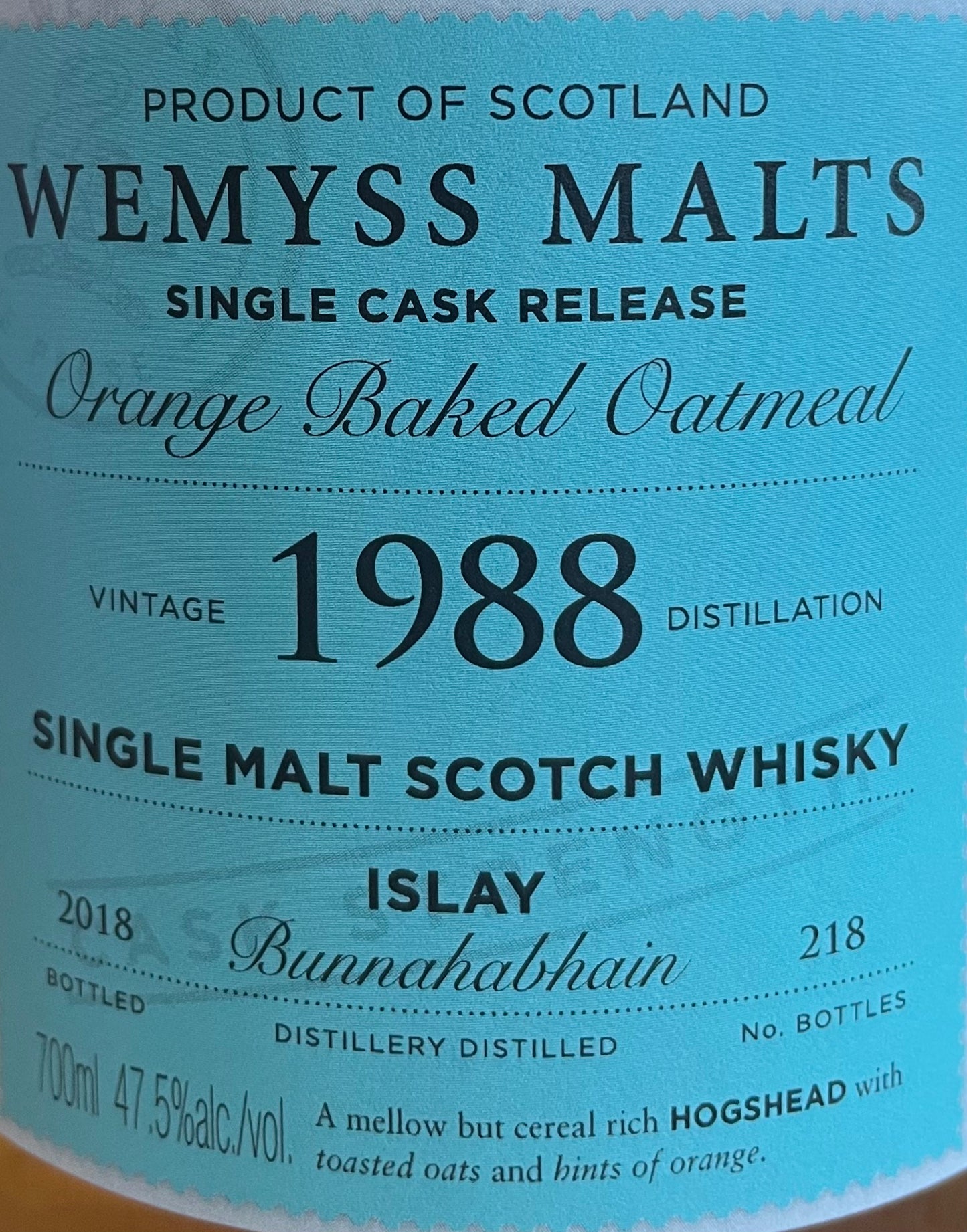 Bunnahabhain von 1988 Orange Baked Oatmeal Whisky