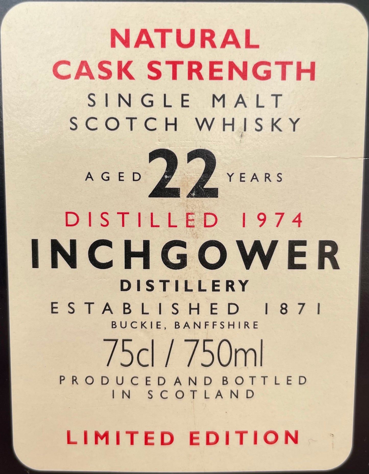 Inchgower 22 Jahre 1974 Limited Edition Rare Malt Whisky