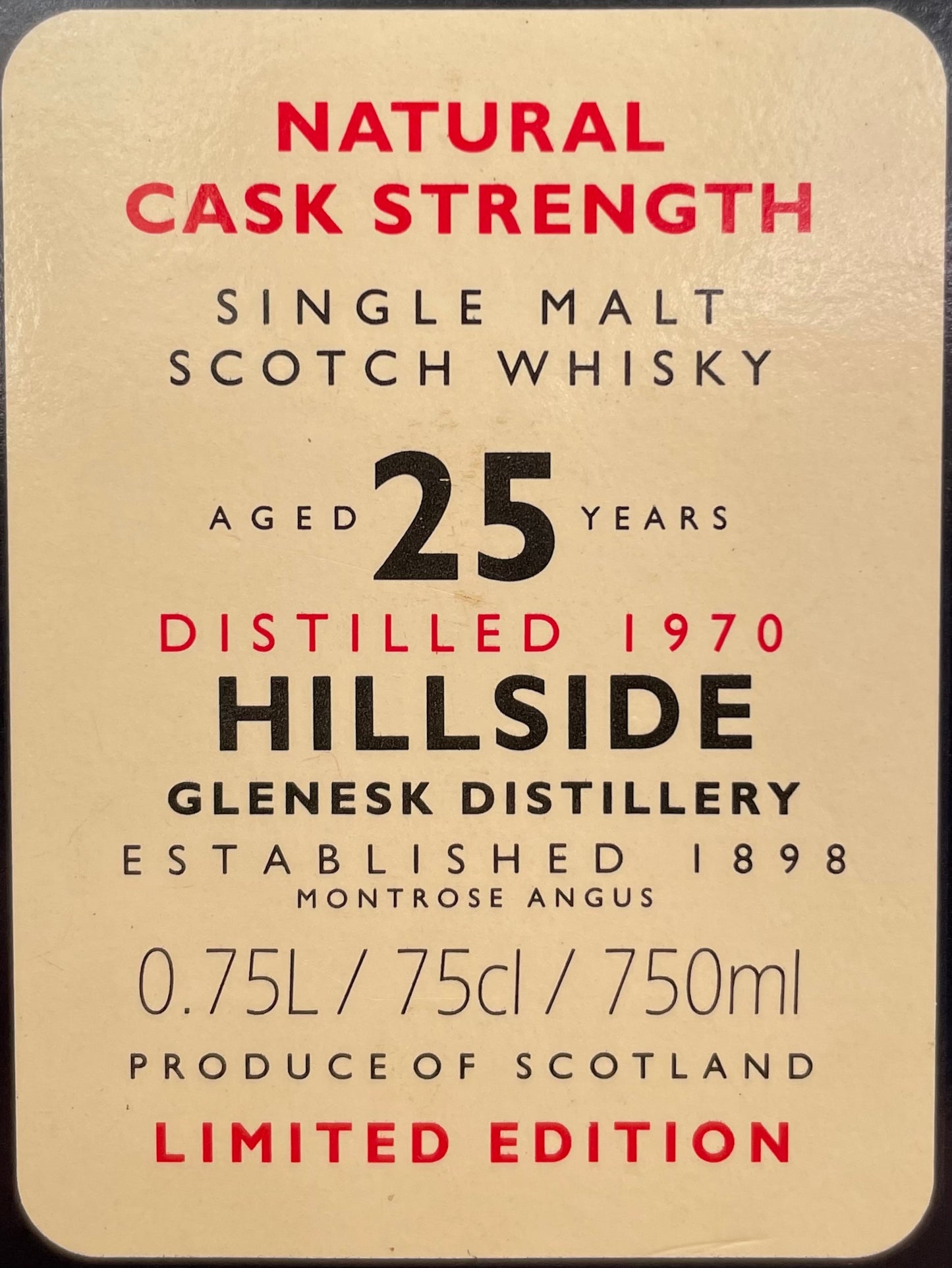 Hillside 25 Jahre Rare Malt Whisky