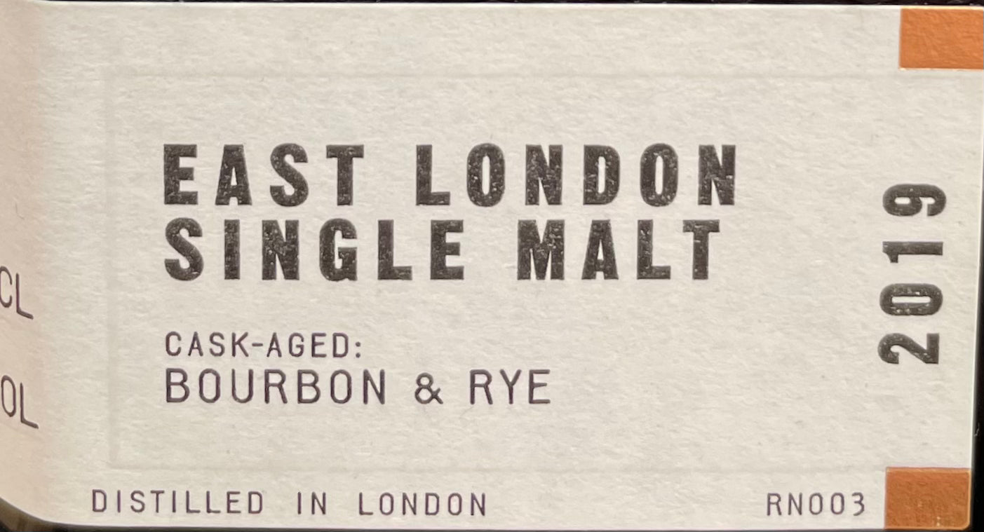 East London Singel Malt Whisky
