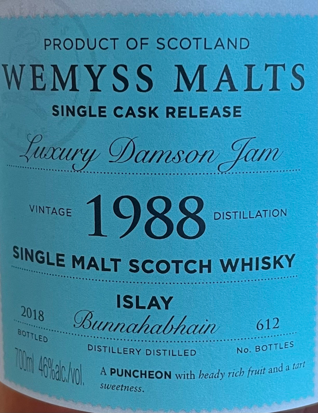 Bunnahabhain von 1988 Luxury Damson Jam Whisky