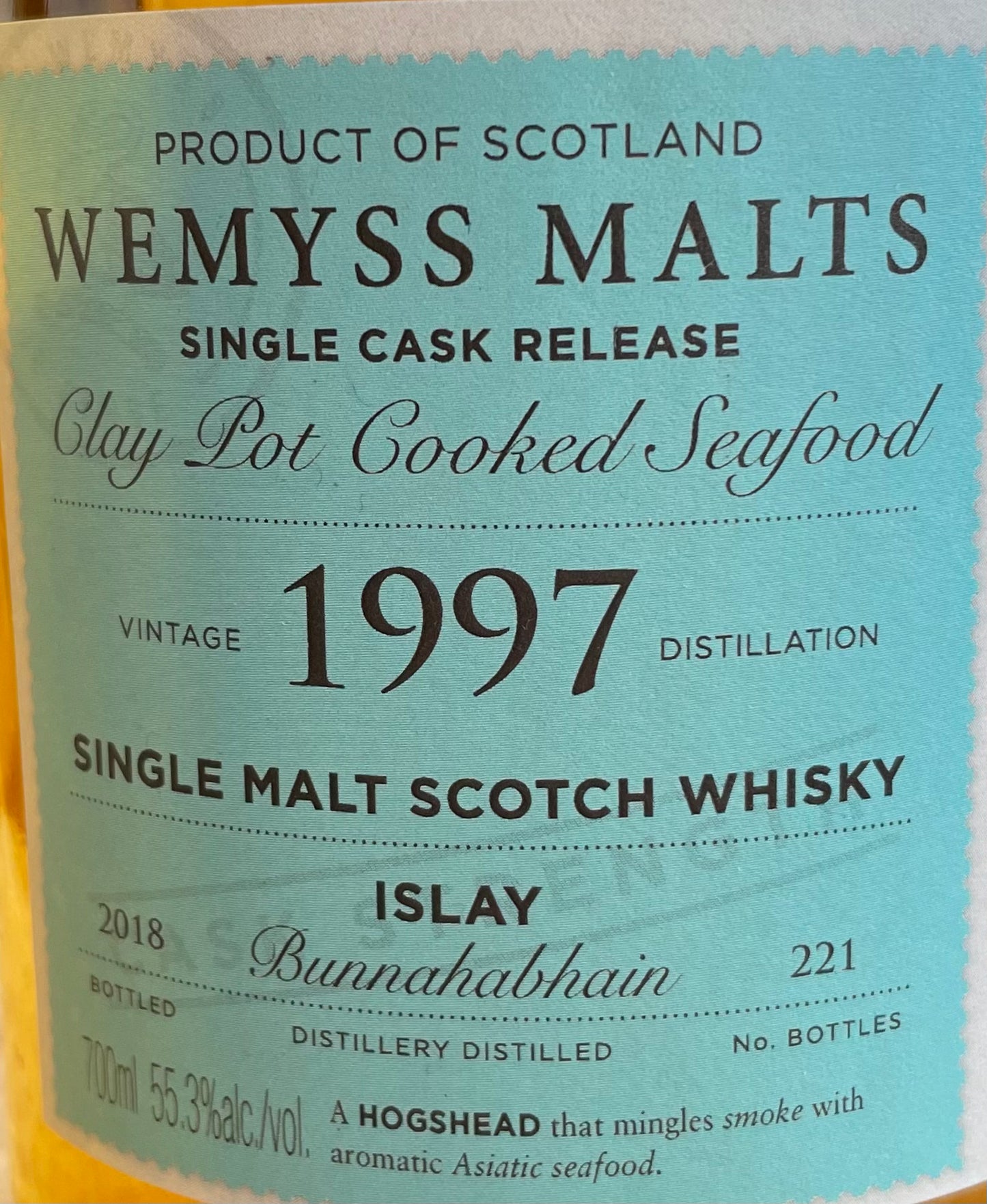Bunnahabhain von 1997 Clay Pot Cooked Seafood Malt Whisky
