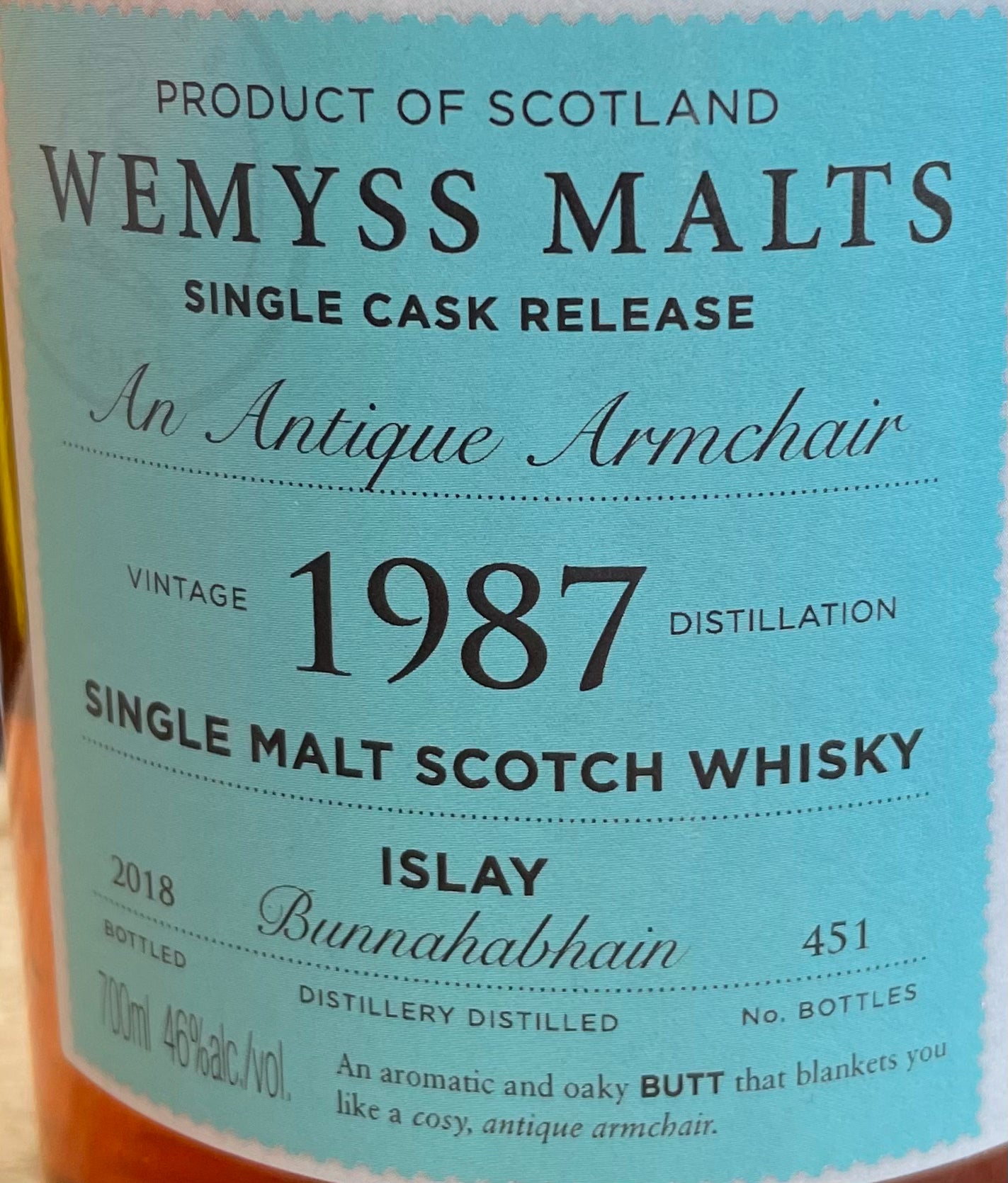 Bunnahabhain von 1987 An Antique Armchair Malt Whisky