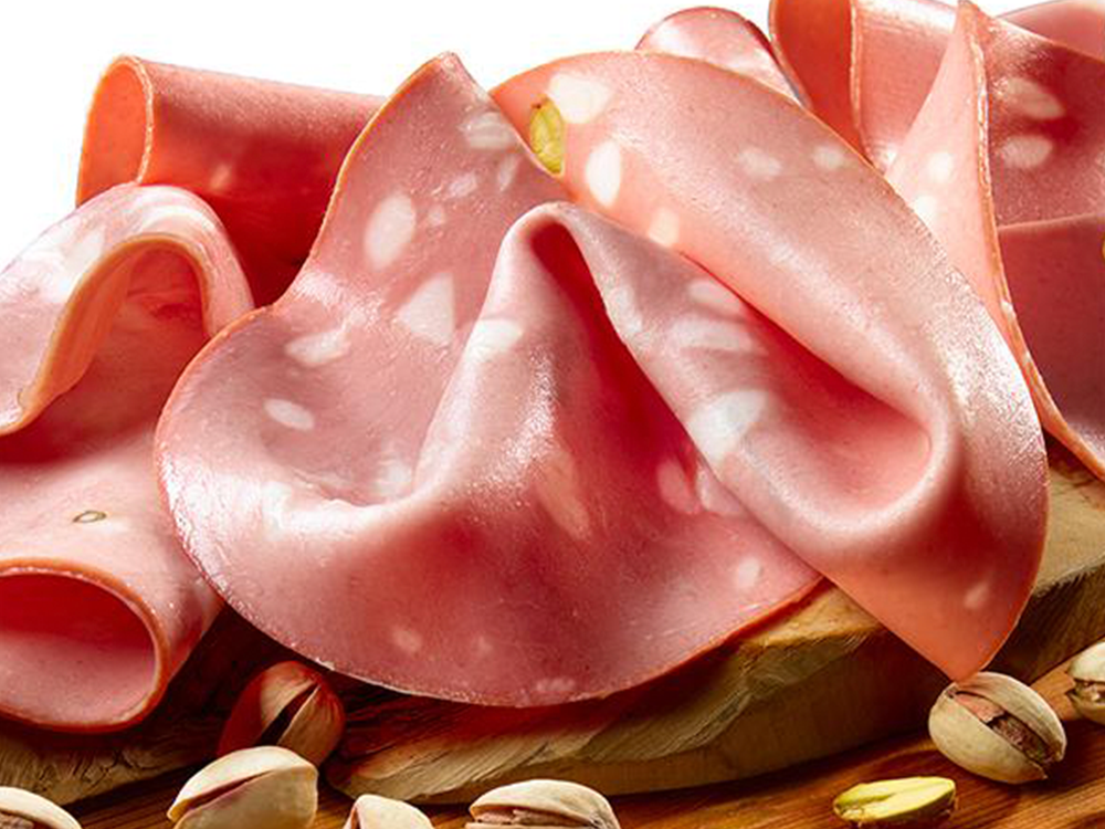 Mortadella "Gran Beretta"IGP g.g.A. mit Pistazien – myslicer.de Mortadella "Gran Beretta"IGP g.g.A. mit Pistazien – myslicer.de